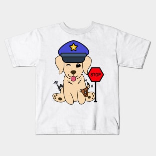 Funny Golden Retriever Policeman Kids T-Shirt